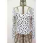 Reformation Reign Ink Blot White Spotted Long Sleeve Top Size 6