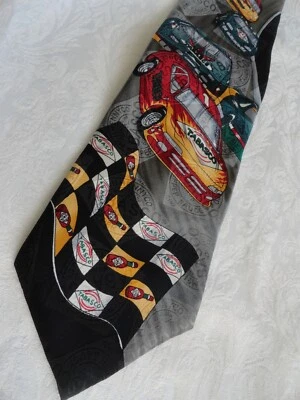 NEW Tabasco Silk Necktie Race Cars Checkered Flag Hot Sauce - Image 1 of 3