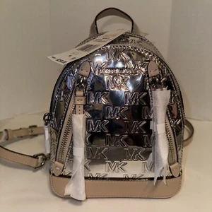 Nuevo MK Michael Kors Brooklyn Convertible Mini XS Mochila Bolso Bandolera Plateado - Imagen 1 de 14