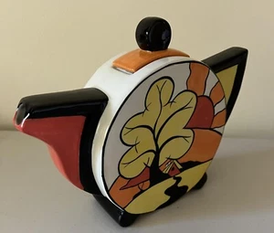 Lorna Bailey Art Deco Teekanne "House & Path Oaklands" 1995 Old Ellgreave Pottery - Bild 1 von 10