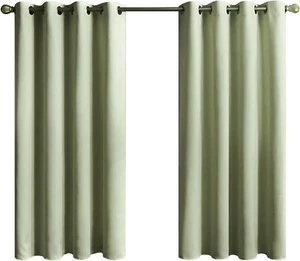 Sage Green Short Curtains for Bedroom & Nursery, Thermal Insulated Blackout Curt - Picture 1 of 7