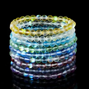 Fashion Moonstone Quartz Healing Beaded Bracelet Natural Stone Bangle Jewelry - Picture 1 of 86