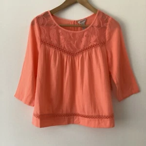 Arizona Jean Co. Top Juniors Medium Coral Lace Prairie Cottage Core - Picture 1 of 10