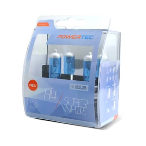 Paar Lampen Halogenlampen H4 60/55W 12V SUPERWHITE PowerTec weiß +100% - Bild 1 von 1