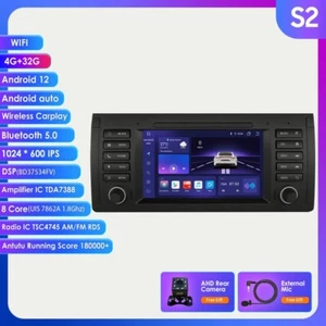 7" Autoradio Navi GPS Bluetooth WLAN USB Android 12 für BMW E39 5er E53 X5 + CAM - Picture 1 of 15