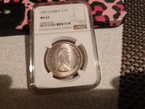 1955 S.AFRICA 2.5S NGC MS63 SILVER - Picture 1 of 2