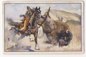 INDIANER AUF BISONJAGD BISON JAGD FANG IMAGE CARD 1930's - Picture 1 of 2