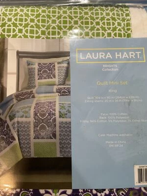 Laura Hart Brights Collection Quilt Mini Set King Magdalena 104”x90” Quilt&Sham - Image 1 of 4