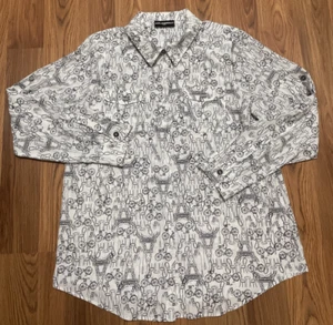 Karl Lagerfeld Shirt Mens Medium Allover Paris Bistro Eiffel Tower Graphic - Picture 1 of 12