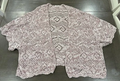 Cardigã feminino Garage frente aberta marrom e branco suéter de malha tamanho M/G - Imagem 1 de 4