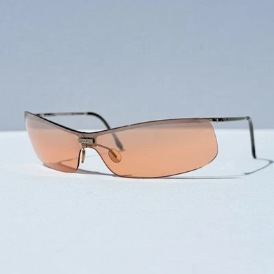 Gafas de sol Chanel 4043 vintage años 2000 sin montura mono lente marrón tinte marco plateado Foto 1 de 4