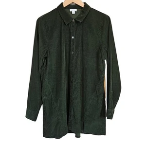 J Jill Corduroy Button Down Top Dark Green Women's Medium Casual Fall Layer - Picture 1 of 10