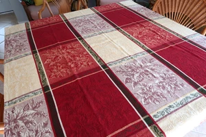 "Mantel de Navidad de algodón estilo jacquard colorido vintage 48" x 64"" oblongo" - Imagen 1 de 8