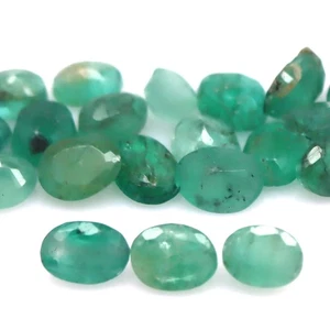 6.15 CT. Unheated 19Pcs Green Emerald Zambia Oval - Picture 1 of 4