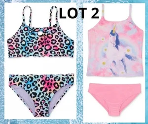 LOT of 2 Wonder Nation Girls 2XL 18 Asymmetrical Bikini Swimsuit with UPF 50 + - Picture 1 of 13