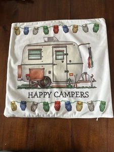 Happy Camper Pillow Cover RV Camping 17X 17 - Picture 1 of 5