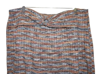 Cato Est 1946 Skirt Size 18/20W Brown Rust Gray Striped Stretchy Knit Side Slits - Image 1 of 4