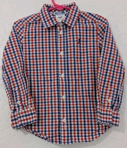 Jacadi Red and Blue Gingham Cotton Button Down Shirt Kids Size 4A - Picture 1 of 4