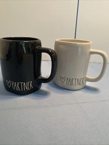 Rae Dunn Artisan Collection Partner Coffee Set of 2 Mugs - Picture 1 of 10