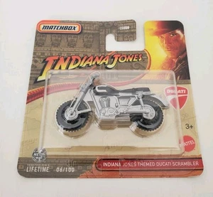 Matchbox Indiana Jones Themed Ducati Scrambler Toy Car Discast 1:64 Unopened - Picture 1 of 4
