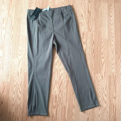 Calça Marla Wynne Feminina Perna Fina Oliva Taupe Tamanho 14 Fabricada nos EUA Roupa de Escritório - Imagem 1 de 4
