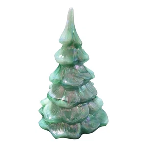 Figura de vidrio Fenton ÁRBOL DE NAVIDAD abigarrado verde leche escoria 4,25 decoración navideña - Imagen 1 de 6