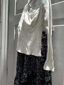 Long Sleeve White Shirt Size 7/8 High Low Skirt Floral outfit set - Picture 1 of 6