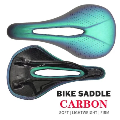 Ultralight Carbon Saddle MTB/Road Bike Saddle Super Leather Cushions 240*143mm - Image 1 of 4