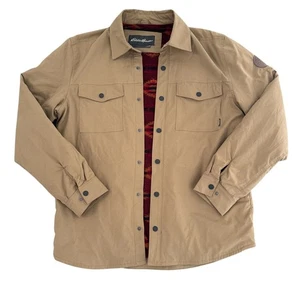 Eddie Bauer Medium Tan Aztec Fleece Lined Button Snap Outdoor Men's Jacket - Picture 1 of 14