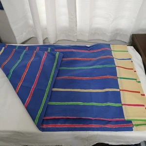 Vintage Kissenbezüge 90er gestreift King 2 blau gelb Sommer - Bild 1 von 4