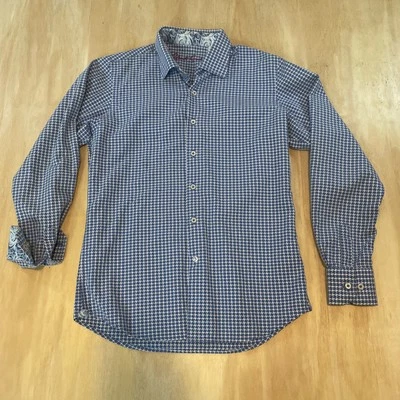 Robert Graham Meninos Grande 14-16 Manguito Flip Manga Longa Azul Geométrico Juvenil - Imagem 1 de 4