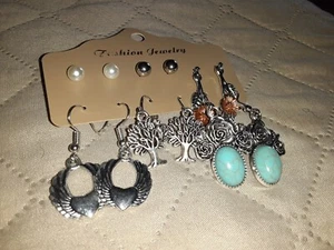 Divertidos Pendientes Perforados Joyería de Moda 6pr Tono Plateado Lote de 6 - Imagen 1 de 9