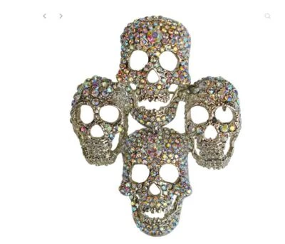 Broche Pin Calavera Kirks Locura Colgante Halloween Tono Plata Cristal Noche de Miedo Foto 1 de 4