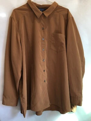 Camisa Travelsmith Mujer Abotonada Manga Larga 3X Marrón Bolsillo Ligero Foto 1 de 4