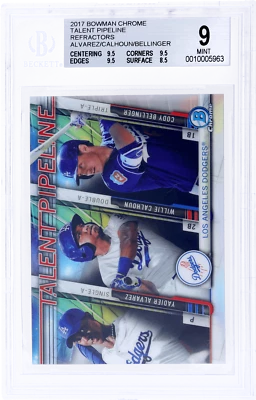 2017 Bowman Yadier Alvarez/Willie Calhoun/Cody Bellinger BGS 9 - Image 1 of 2