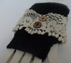 Finger Free Warmer Gloves Arm & Hand Black Victorian White Lace One Size Adult