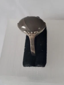 835er Silber antiker Art-Deco Ring ovaler grauer Mondstein Antikschmuck - Bild 1 von 7
