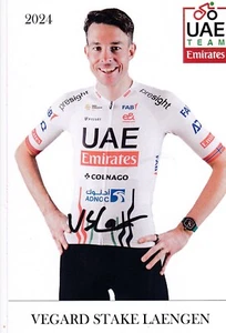 Tarjeta de autógrafo, equipo Emiratos Árabes Unidos 2024, firmada Vegard Stake Laengen - Imagen 1 de 1