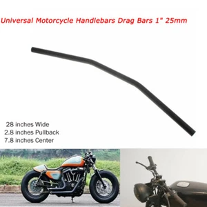 Motorcycle Handlebars 1" Black Drag Bars Universal For Harley Bobber Opens - Picture 1 of 7