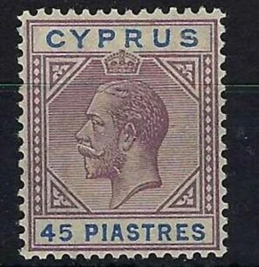 CYPRUS SG99 1923 45pi DULL PURPLE & ULTRAMARINE MTD MINT (d) - Picture 1 of 1