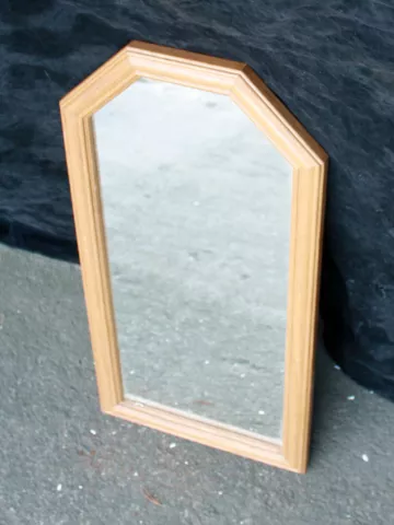 11"x22" Antique Vintage Old SOLID Oak Ash Wood Wooden Wall Hexagon Mirror Glass Cover