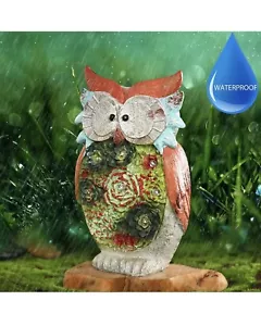 Owl Solar Light Garden Statue LED Light Cute Resin Owl Figurine - Picture 1 of 6
