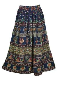Boho Hippy Gypsy Maxi Skirt Cotton Jungle Love Animal Print A-Line kirts SM 