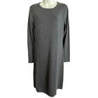 Garnet Hill 100% Merino Wool Gray Sweater Dress Long Sleeve