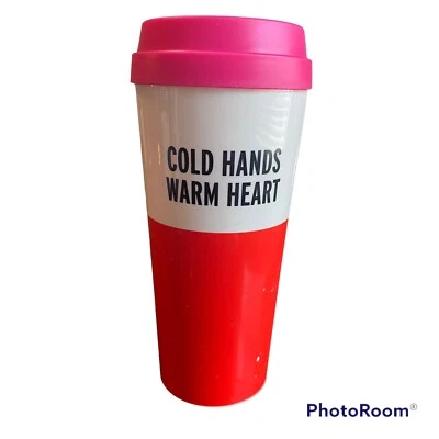 Taza de viaje Kate Spade manos frías corazón cálido 16 oz taza roja crema con tapa rosa Foto 1 de 4