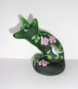 Fenton Glass Emerald Green Ruby Throated Hummingbird Fox Figurine Ltd Ed #5/35 - Picture 1 of 7