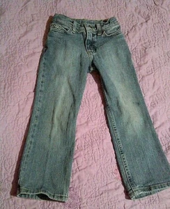 Wrangler blue denim jeans little boy size 5 SLIM, cotton/spandex boot cut - Picture 1 of 4