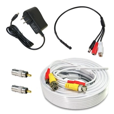 EVERTECH High Sensitive Microphone Security Camera RCA Audio Mic DC Power Cable CCTV 50Ft