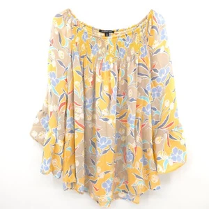 Zac & Rachel womens yellow floral A-line tunic top Size 1X flutter sleeves boho - Picture 1 of 13