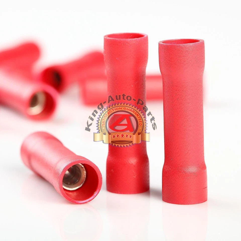 Wire 8 GA Butt Connectors  Vinyl 8 Gauge AWG Terminals for car audio &more 10pcs - Image 1 of 2